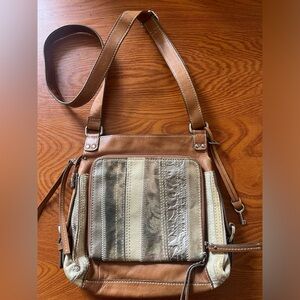 Fossil Tan Gold Patchwork Leather Crossbody